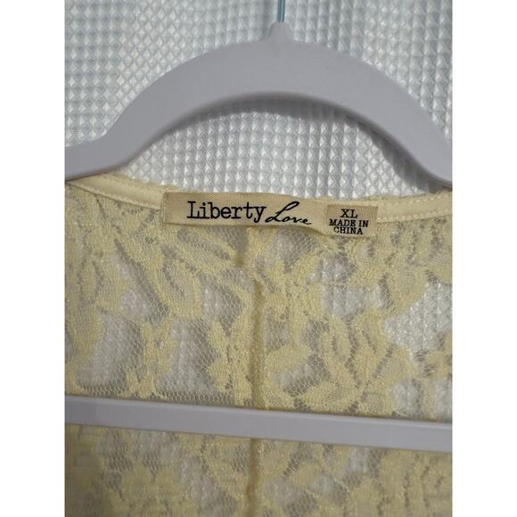 Liberty Love Women's XL Fairy Sheer Lace Kimono Open Front Cardigan Cream Boho - Picture 4 of 9